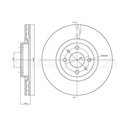 Слика на кочионен диск METELLI 23-0298C за Lancia Delta 2 (836) 1.8 i.e. 16V GT (836AR) - 131 коњи бензин