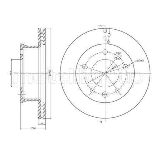 Слика на кочионен диск METELLI 23-0418 за Mercedes Sprinter 3-t Platform (903) 311 CDI 4x4 - 109 коњи дизел