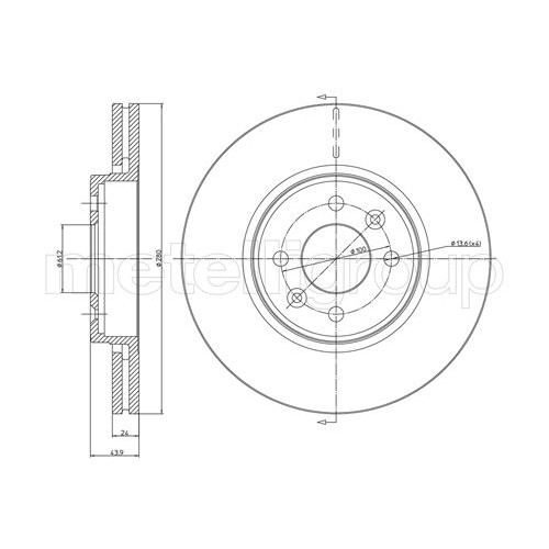 Слика на кочионен диск METELLI 23-0517C за Renault Megane 1 (BA0-1) 1.9 dTi (BA1U) - 80 коњи дизел