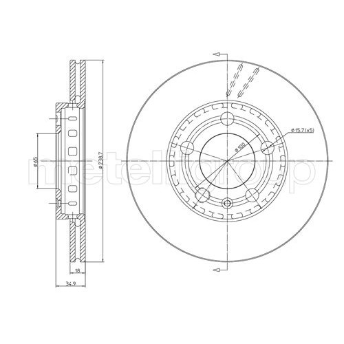 Слика на кочионен диск METELLI 23-0614C за VW Fox (5Z1,5Z3) 1.4 - 75 коњи бензин