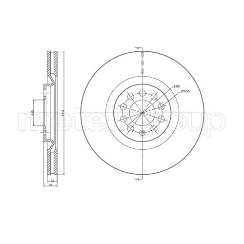 Слика на кочионен диск METELLI 23-0706C за VW Jetta 4 Estate (1J6) 2.3 V5 - 150 коњи бензин