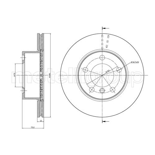 Слика на кочионен диск METELLI 23-0810C за BMW 1 F21 116 d - 116 коњи дизел