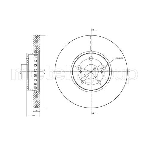 Слика на кочионен диск METELLI 23-0845C за Toyota Avensis Liftback (T22) 1.6 VVT-i - 110 коњи бензин