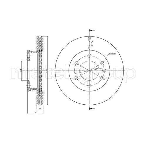 Слика на кочионен диск METELLI 23-0881 за Mercedes Sprinter 5-t Box (906) 519 CDI / BlueTEC (906.653, 906.655, 906.657) - 190 коњи дизел