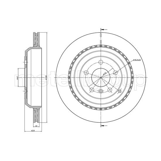 Слика на кочионен диск METELLI 23-0964C за Mercedes R-class (w251,v251) R 280 (251.054, 251.154) - 231 коњи бензин