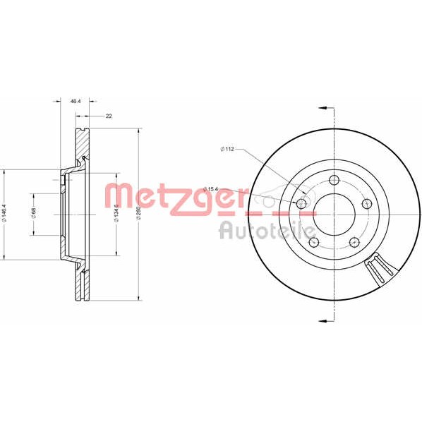 Слика на Кочионен диск METZGER COATED / HIGH CARBON 6110029