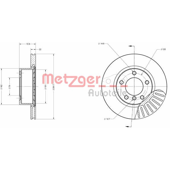 Слика на Кочионен диск METZGER COATED / HIGH CARBON 6110147