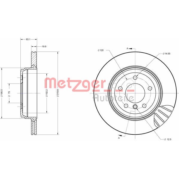 Слика на Кочионен диск METZGER COATED / HIGH CARBON 6110259