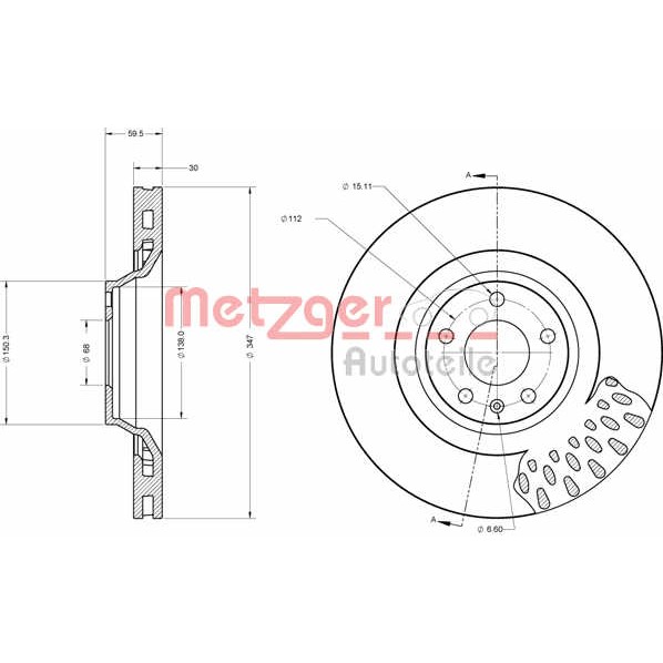 Слика на Кочионен диск METZGER COATED / HIGH CARBON 6110381