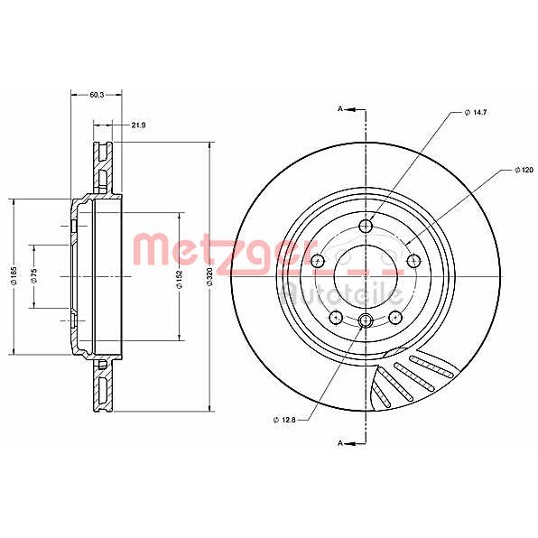 Слика на кочионен диск METZGER COATED / HIGH CARBON 6110435 за BMW 3 Touring E46 330 xd - 184 коњи дизел