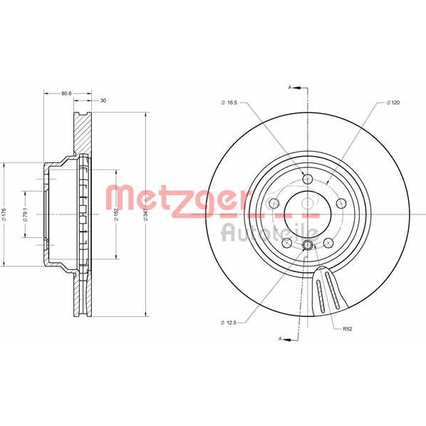 Слика на Кочионен диск METZGER COATED / HIGH CARBON 6110526