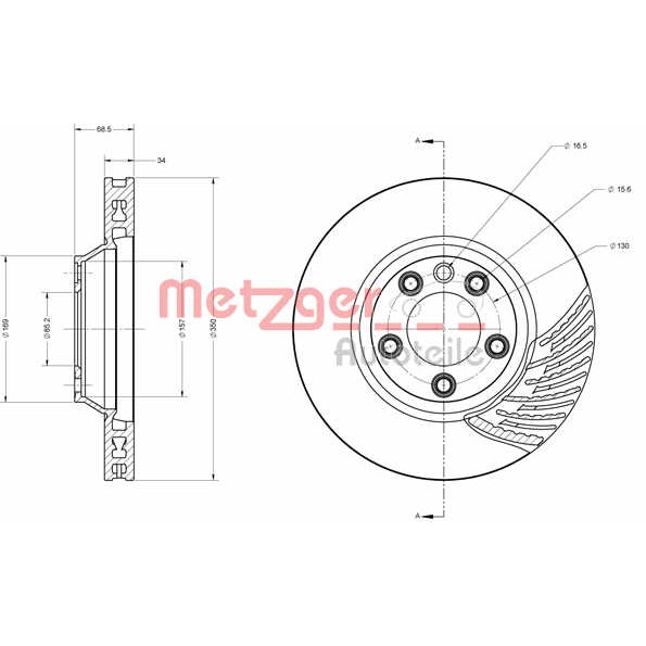 Слика на кочионен диск METZGER COATED / HIGH CARBON 6110592 за Porsche Cayenne (958, 92A) 3.0 Diesel - 245 коњи дизел