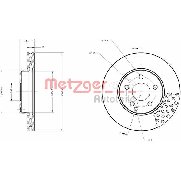 Слика на кочионен диск METZGER COATED / HIGH CARBON 6110672 за Mercedes E-class Saloon (w211) E 200 CDI (211.004) - 122 коњи дизел