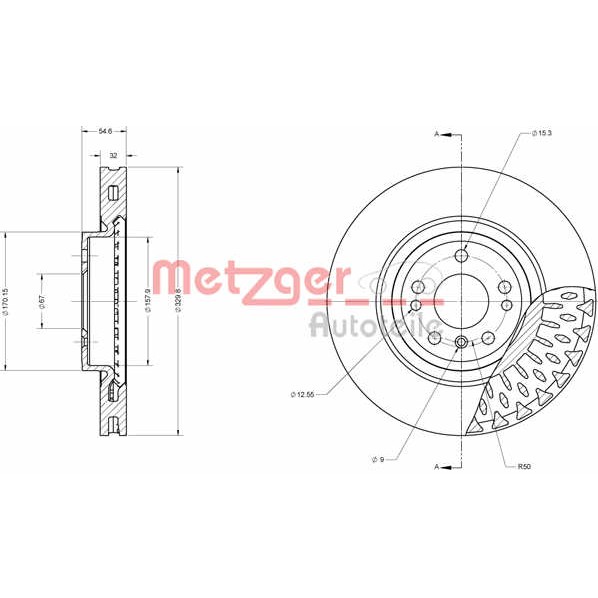 Слика на Кочионен диск METZGER COATED / HIGH CARBON 6110757