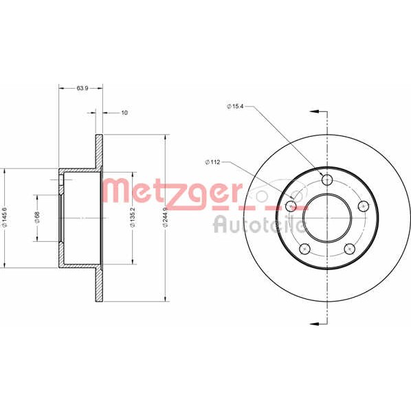 Слика на кочионен диск METZGER Coated 6110017 за Audi A6 Sedan (4A, C4) 2.0 16V - 140 коњи бензин