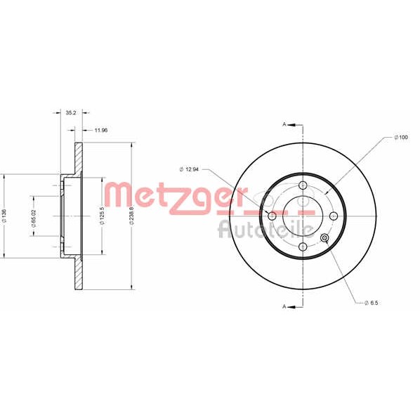 Слика на кочионен диск METZGER Coated 6110019 за Seat Cordoba Saloon (6K2,C2) 1.9 SDI - 64 коњи дизел