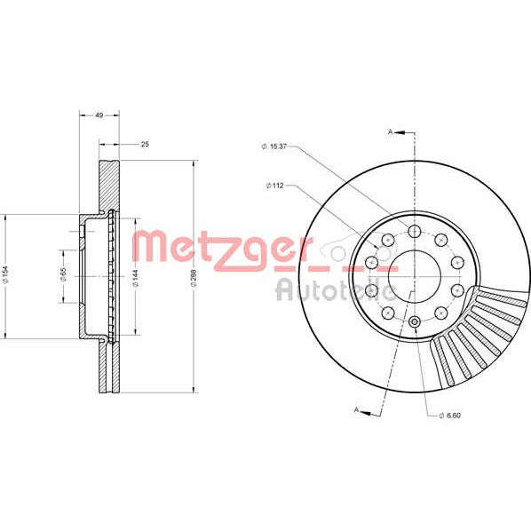 Слика на кочионен диск METZGER Coated 6110021 за Skoda Superb (3T4) 1.8 TSI 4x4 - 160 коњи бензин