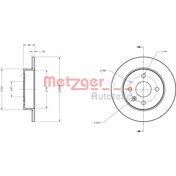 Слика на кочионен диск METZGER Coated 6110022 за Opel Astra G Hatchback 1.4 16V - 90 коњи бензин