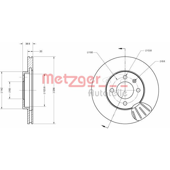 Слика на кочионен диск METZGER Coated 6110026 за Seat Ibiza 2 (6K) 2.0 i - 115 коњи бензин