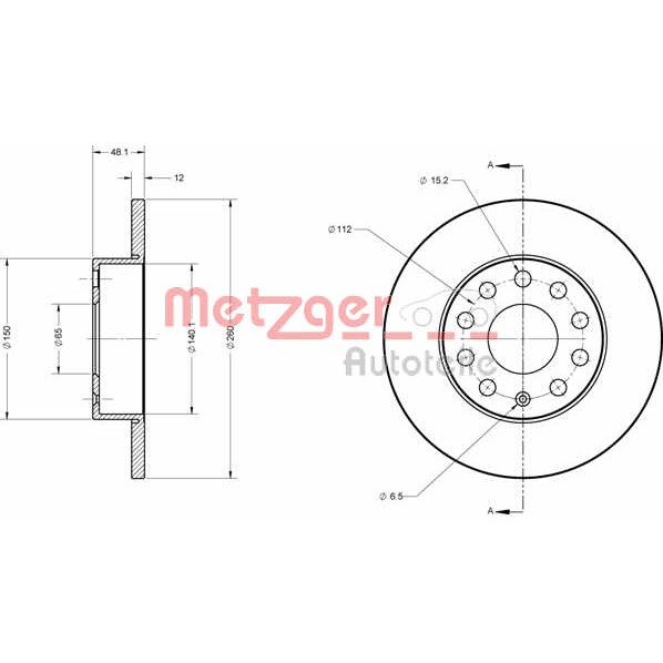 Слика на кочионен диск METZGER Coated 6110030 за Seat Altea (5P1) 2.0 TDI - 140 коњи дизел