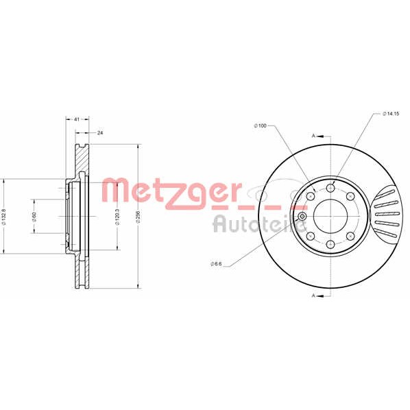 Слика на кочионен диск METZGER Coated 6110031 за Opel Astra G Saloon 1.7 DTI 16V - 75 коњи дизел