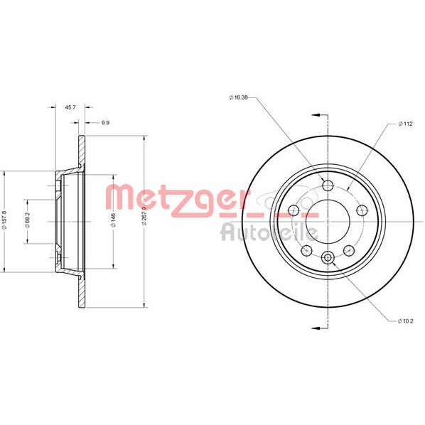 Слика на кочионен диск METZGER Coated 6110032 за VW Sharan (7m) 1.9 TDI - 90 коњи дизел