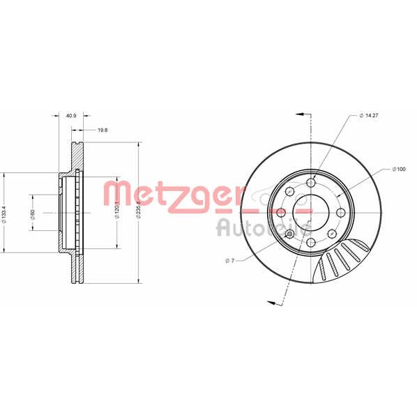 Слика на кочионен диск METZGER Coated 6110038 за CHEVROLET AGILE 1.4 - 92 коњи бензин