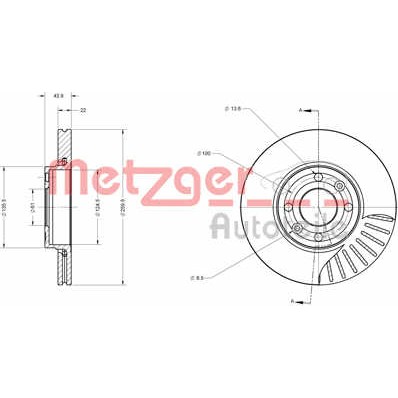 Слика на кочионен диск METZGER Coated 6110047 за Renault Megane 2 Grandtour 2.0 - 135 коњи бензин