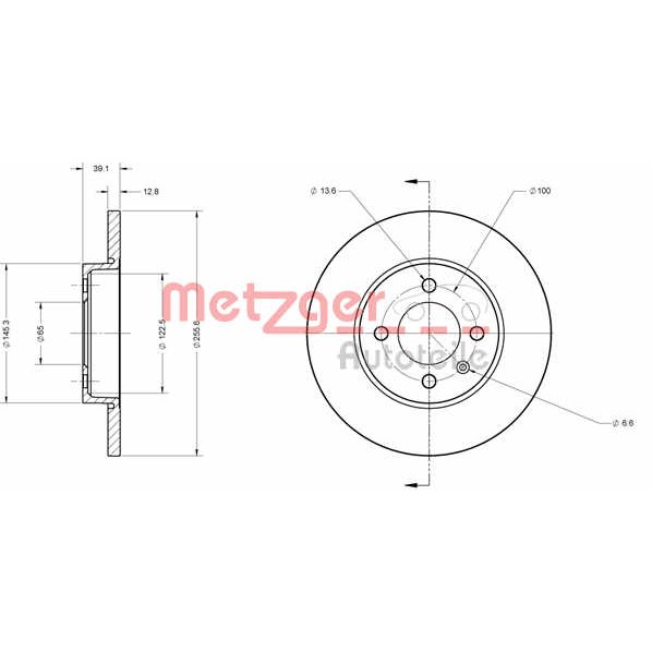 Слика на Кочионен диск METZGER Coated 6110056