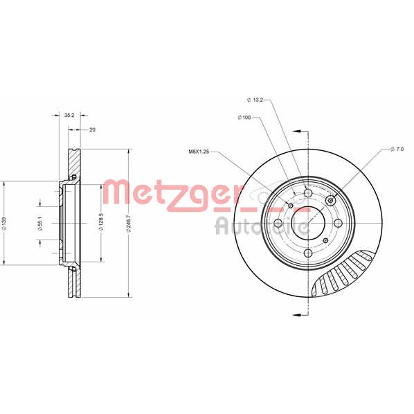 Слика на Кочионен диск METZGER Coated 6110059