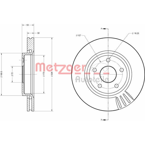 Слика на кочионен диск METZGER Coated 6110086 за Jeep Commander 3.7 V6 4x4 - 214 коњи бензин