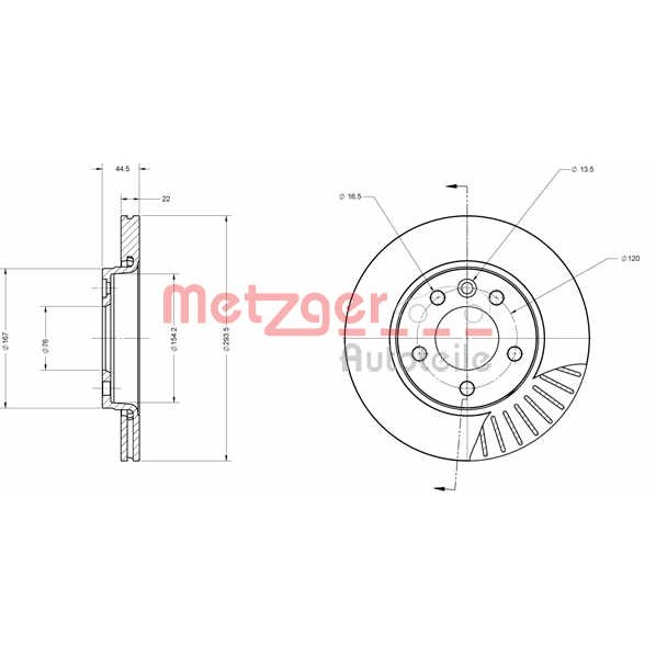 Слика на кочионен диск METZGER Coated 6110096 за VW Transporter T5 Box 3.2 4motion - 235 коњи бензин