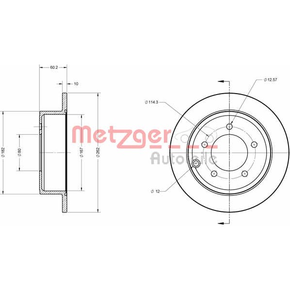 Слика на Кочионен диск METZGER Coated 6110122