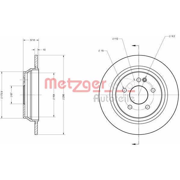 Слика на Кочионен диск METZGER Coated 6110126