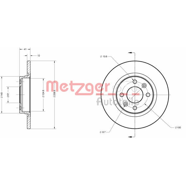 Слика на Кочионен диск METZGER Coated 6110170