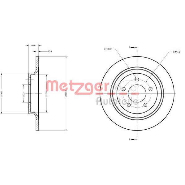 Слика на кочионен диск METZGER Coated 6110198 за Mazda 5 (CR19) 2.0 - 146 коњи бензин