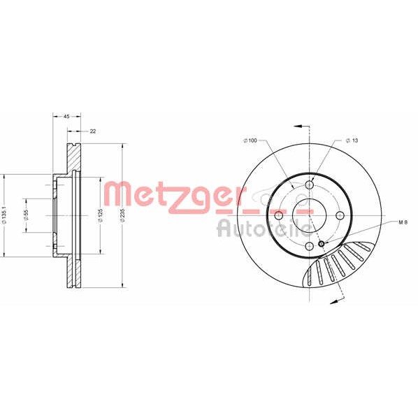 Слика на Кочионен диск METZGER Coated 6110202