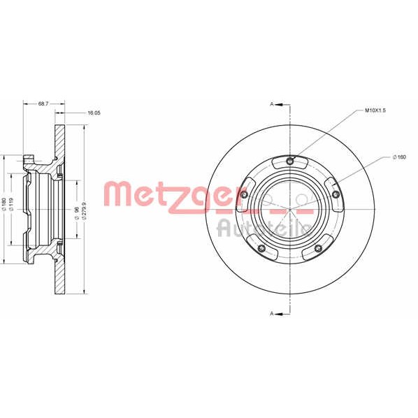 Слика на Кочионен диск METZGER Coated 6110205