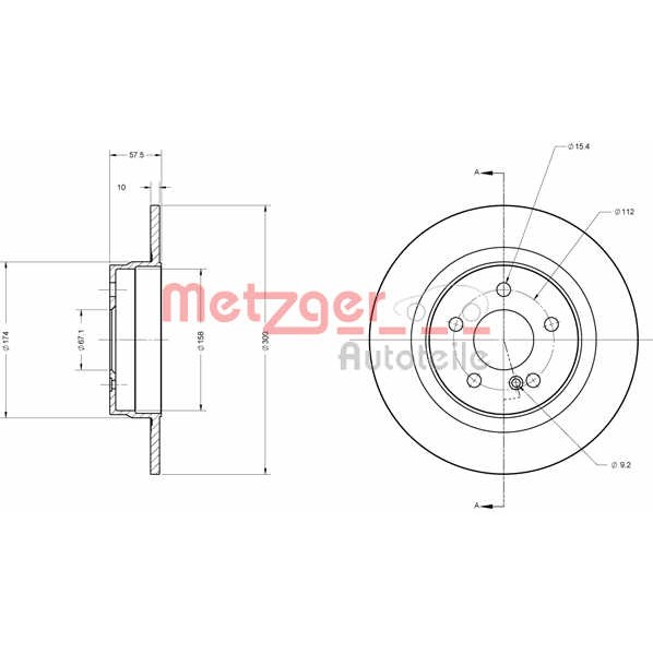 Слика на кочионен диск METZGER Coated 6110209 за Mercedes C-class Estate (s204) C 200 CDI (204.201) - 136 коњи дизел