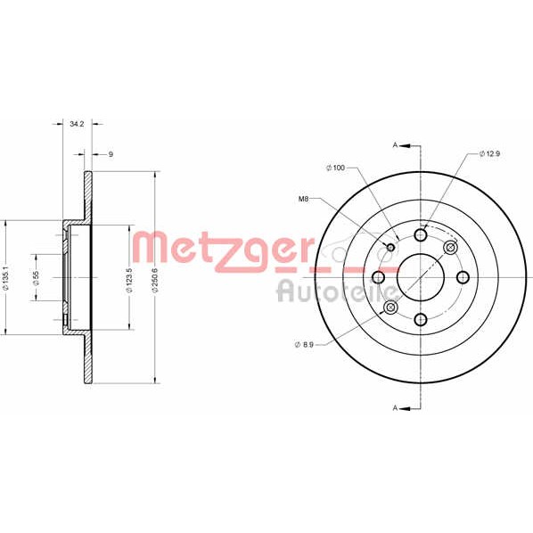 Слика на кочионен диск METZGER Coated 6110211 за Mazda MX-5 (NA) 1.6 - 115 коњи бензин