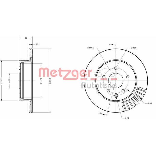 Слика на Кочионен диск METZGER Coated 6110217