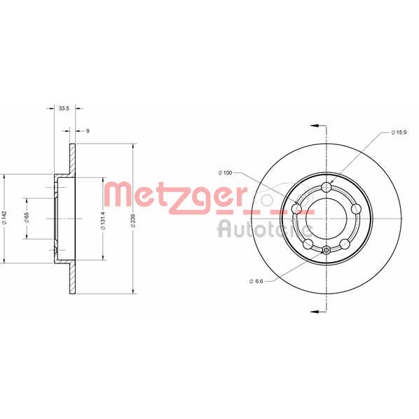 Слика на Кочионен диск METZGER Coated 6110241