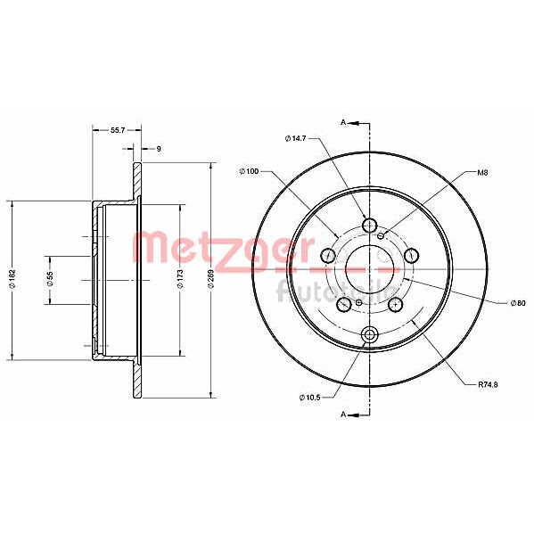 Слика на Кочионен диск METZGER Coated 6110293