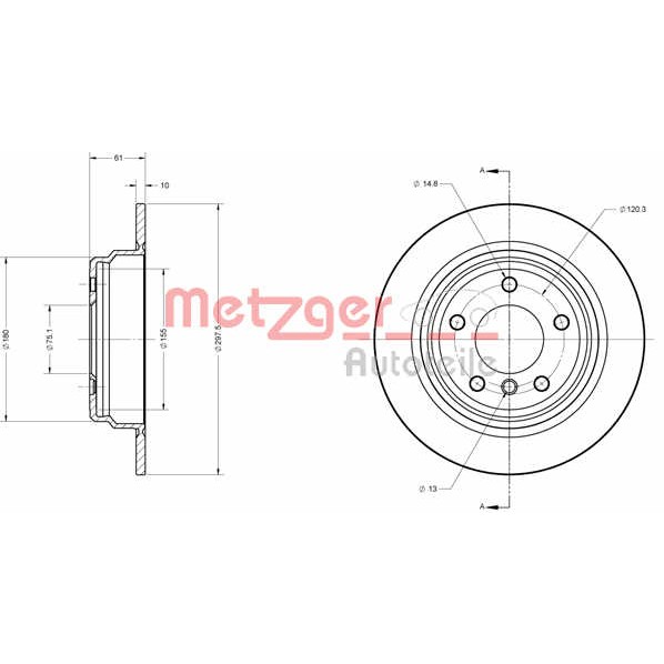 Слика на Кочионен диск METZGER Coated 6110322