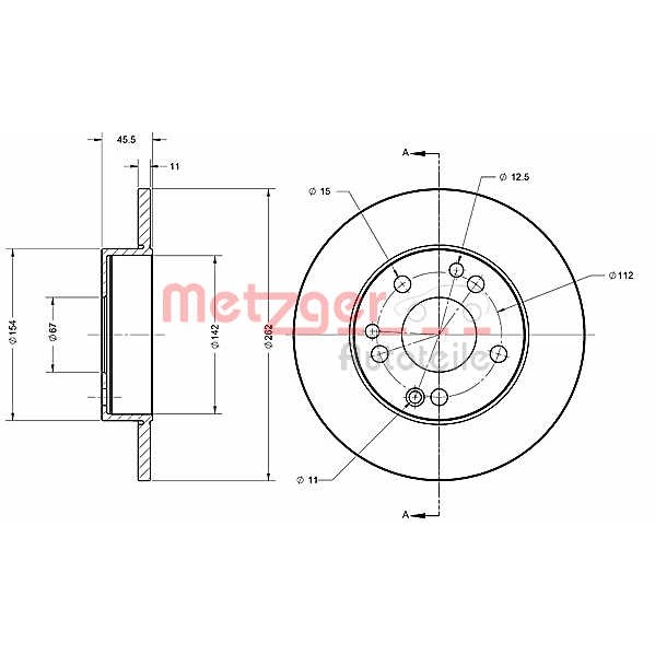 Слика на кочионен диск METZGER Coated 6110326 за Mercedes 190 (w201) 2.0 (201.023) - 105 коњи бензин