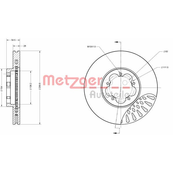 Слика на Кочионен диск METZGER Coated 6110342