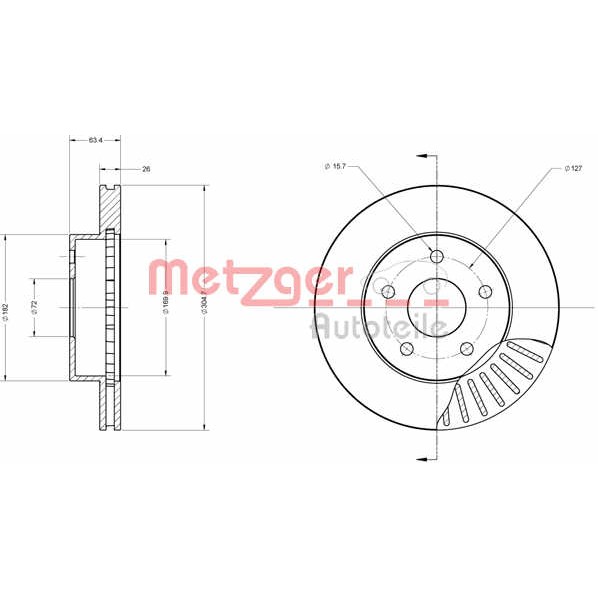 Слика на Кочионен диск METZGER Coated 6110364