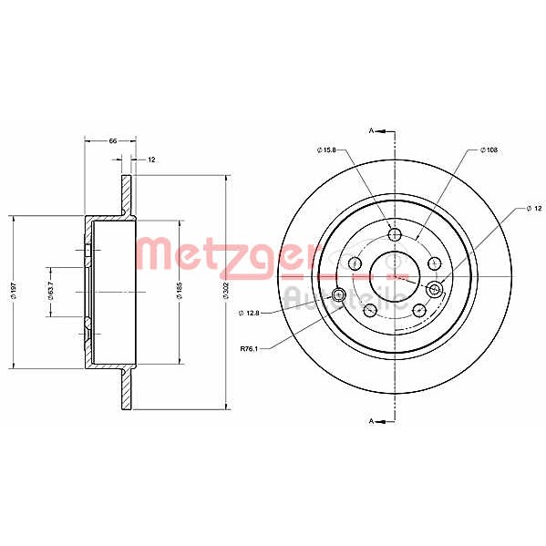 Слика на Кочионен диск METZGER Coated 6110366