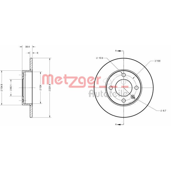 Слика на кочионен диск METZGER Coated 6110390 за Seat Ibiza 2 (6K2) 1.8 T 20V Cupra - 156 коњи бензин