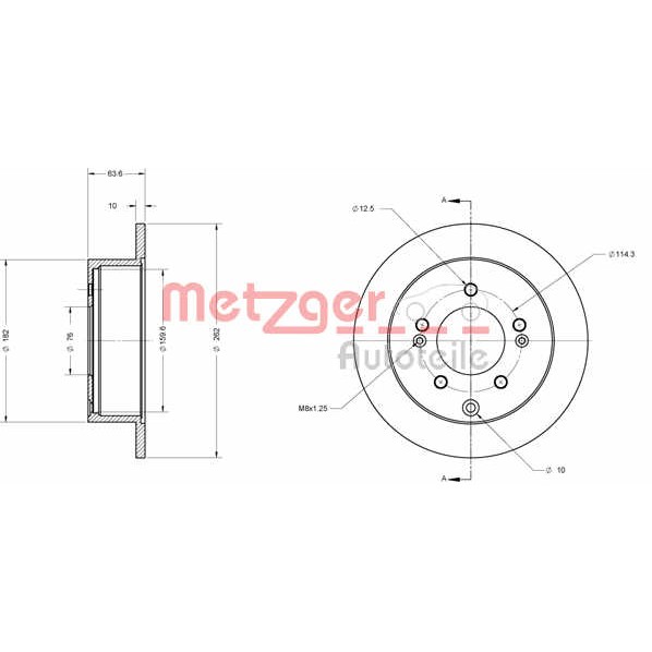 Слика на Кочионен диск METZGER Coated 6110396